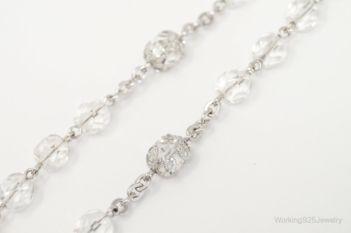 Vintage Crystal Rosary Necklace