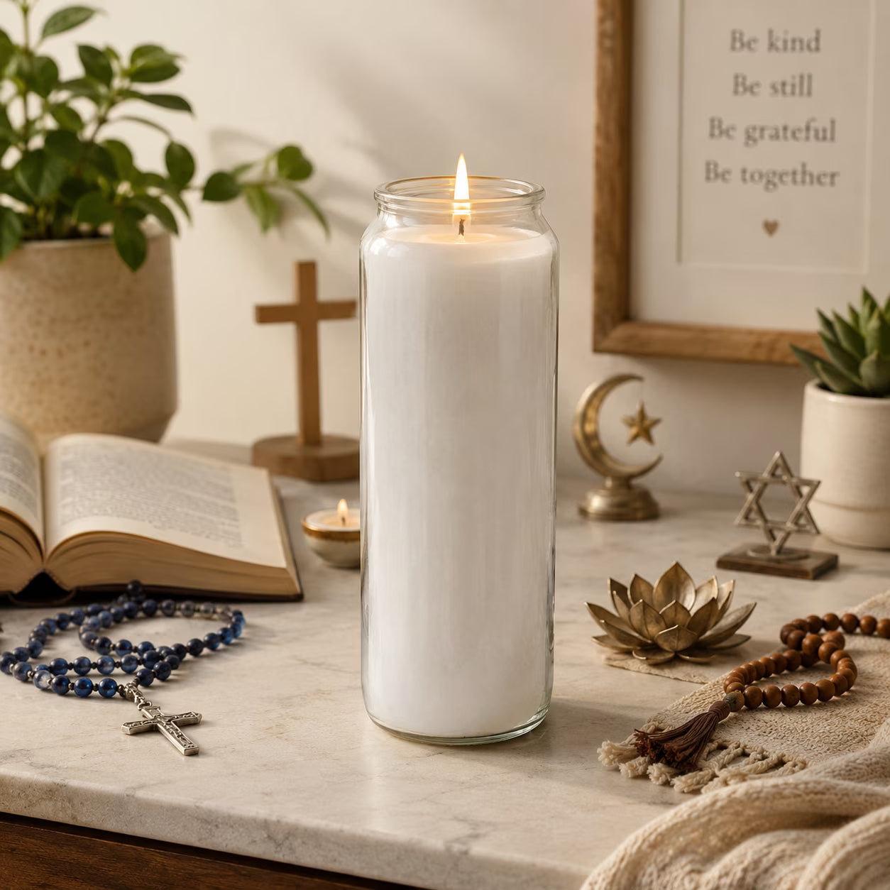 White Emergency, Prayer Candle in Plastic Cup - 9 Day - 10 Pack