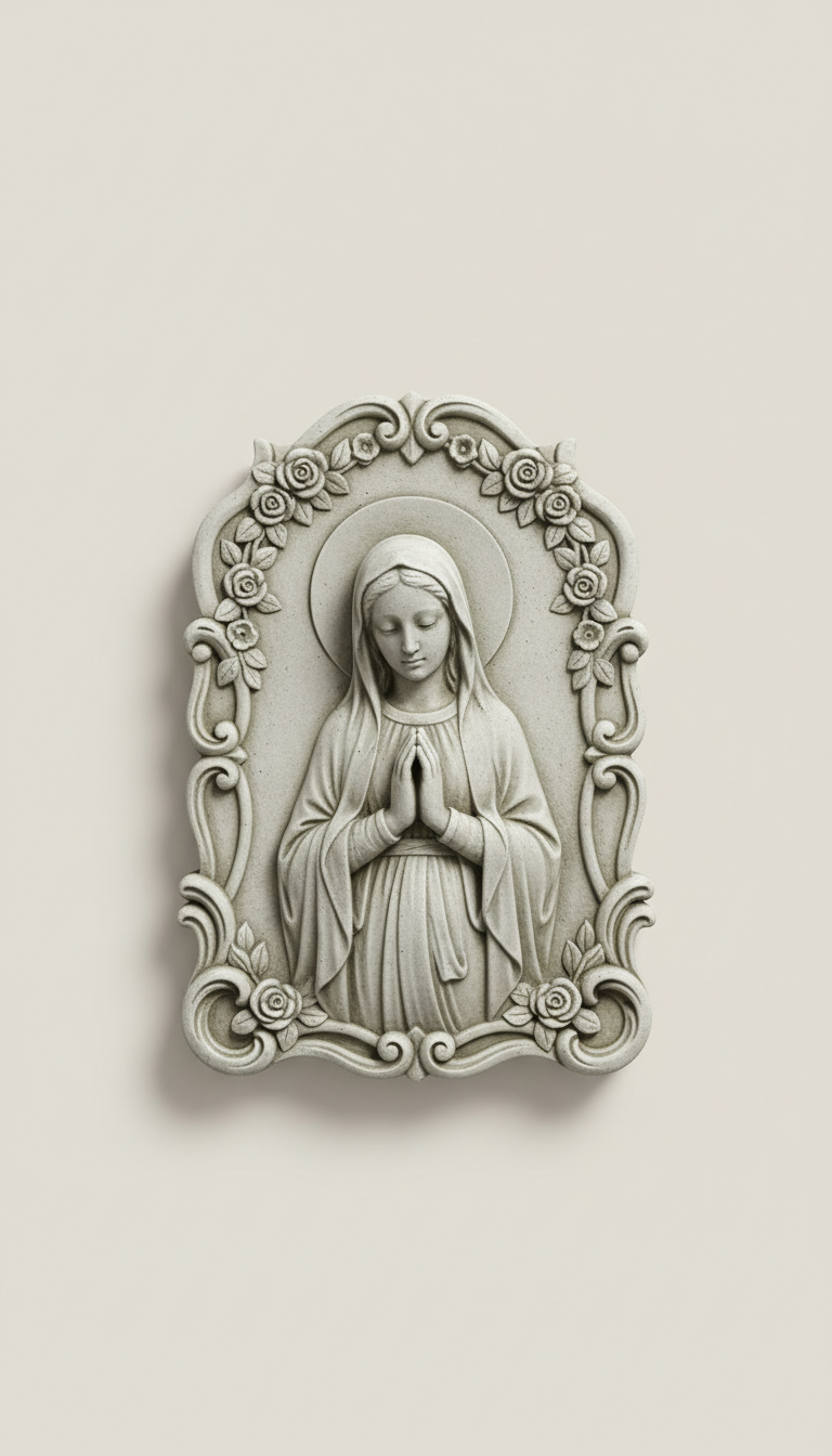 Cast Stone Marian Garden Plaque