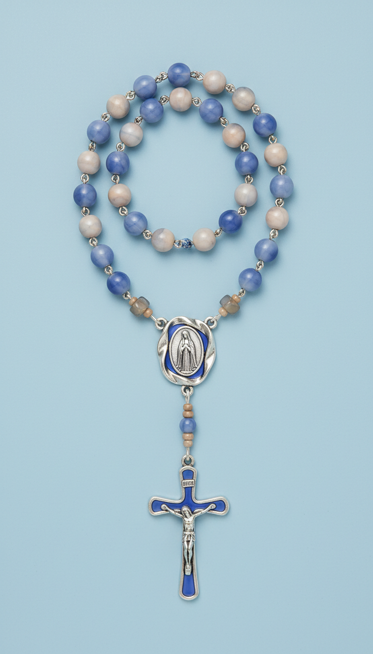 Handcrafted Glass Marian Rosary