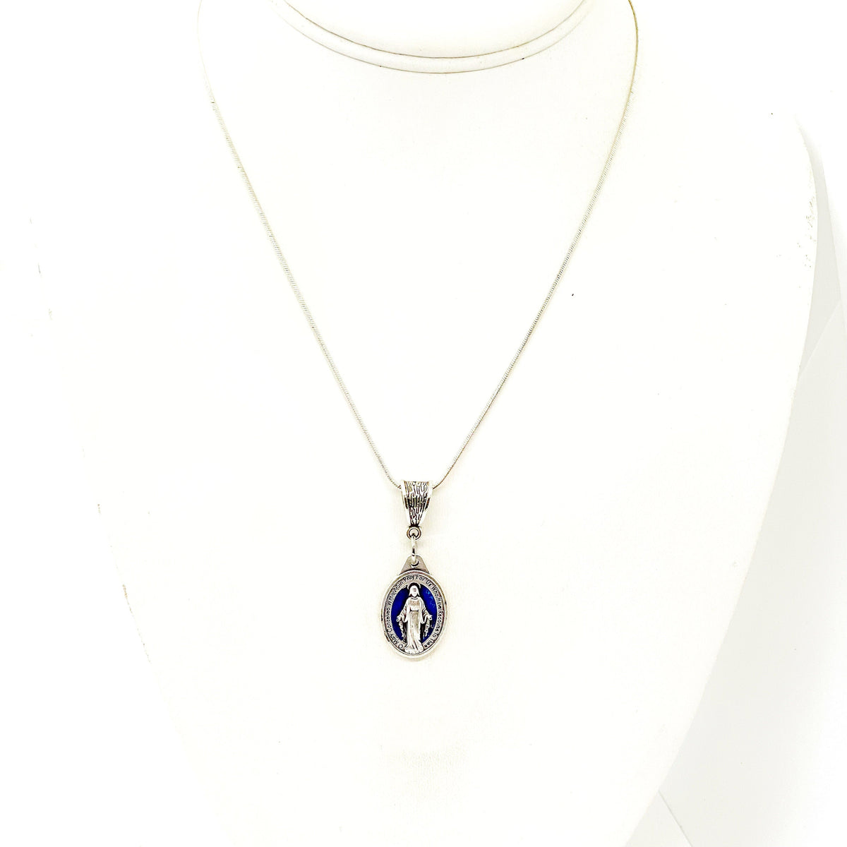 Blue Enamel Our Lady Necklace