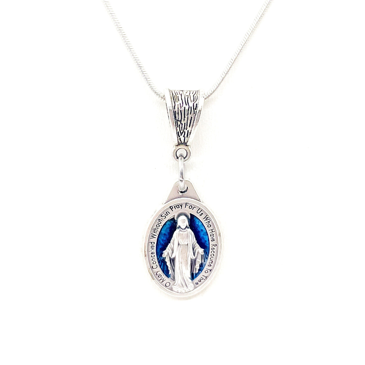 Blue Enamel Our Lady Necklace