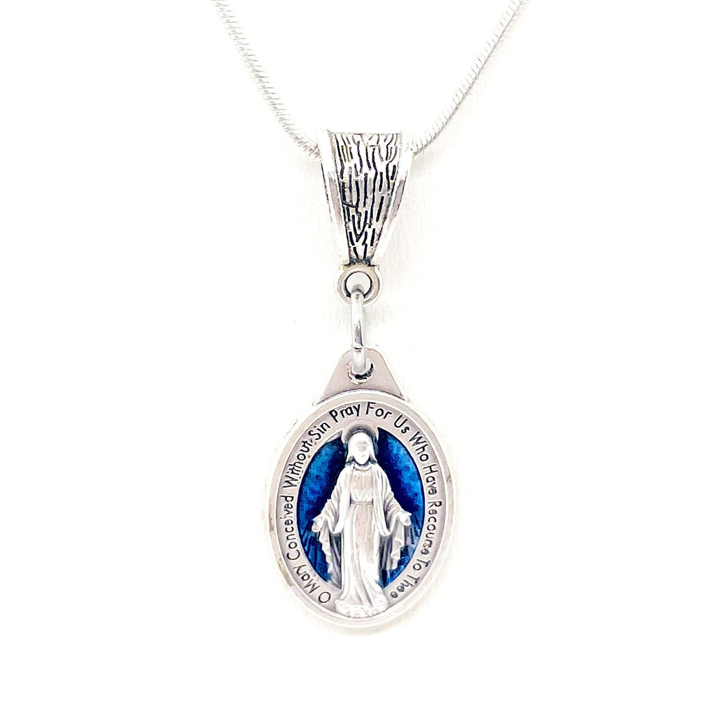 Blue Enamel Our Lady Necklace