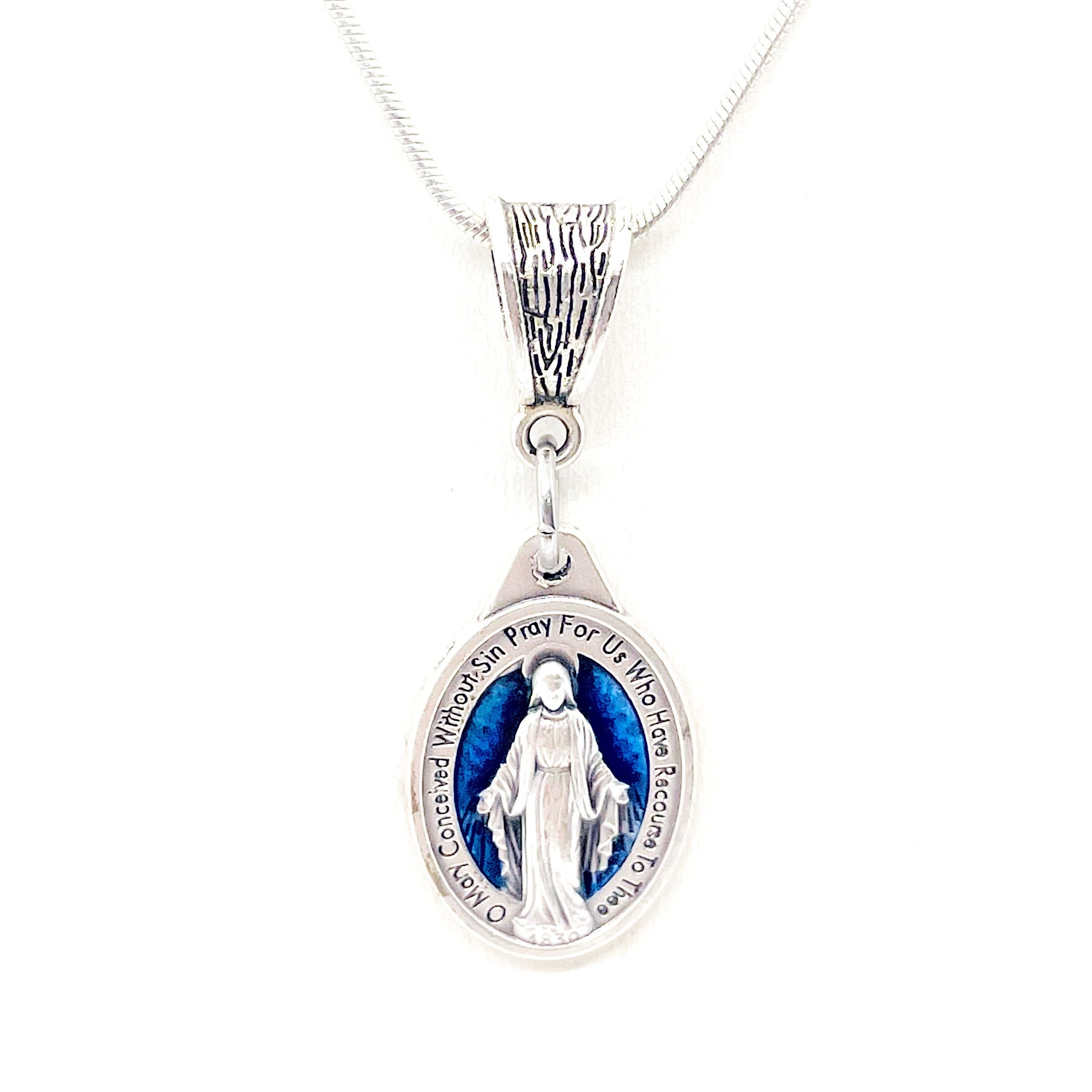 Blue Enamel Our Lady Necklace