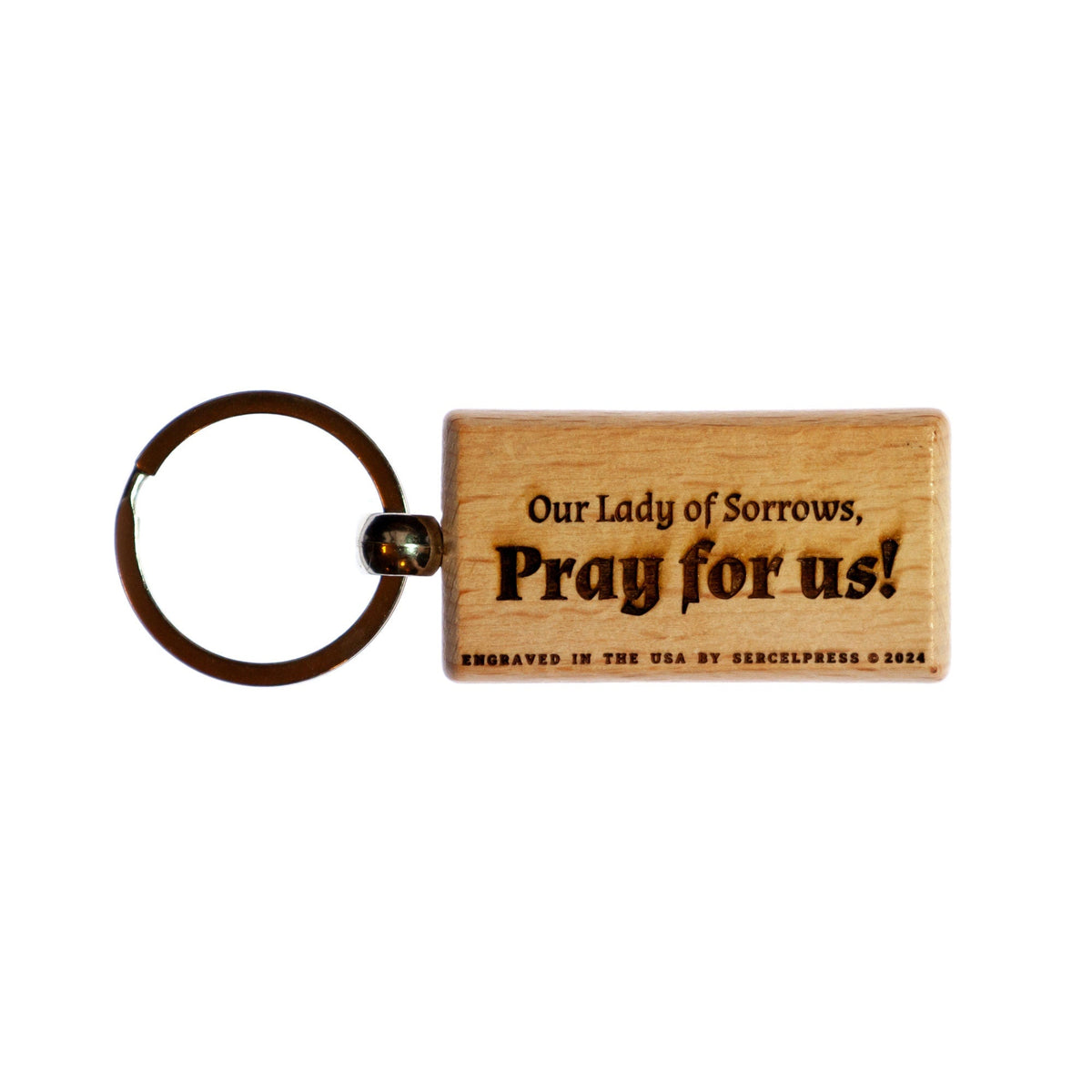 Our Lady of Sorrows Wood Keychain