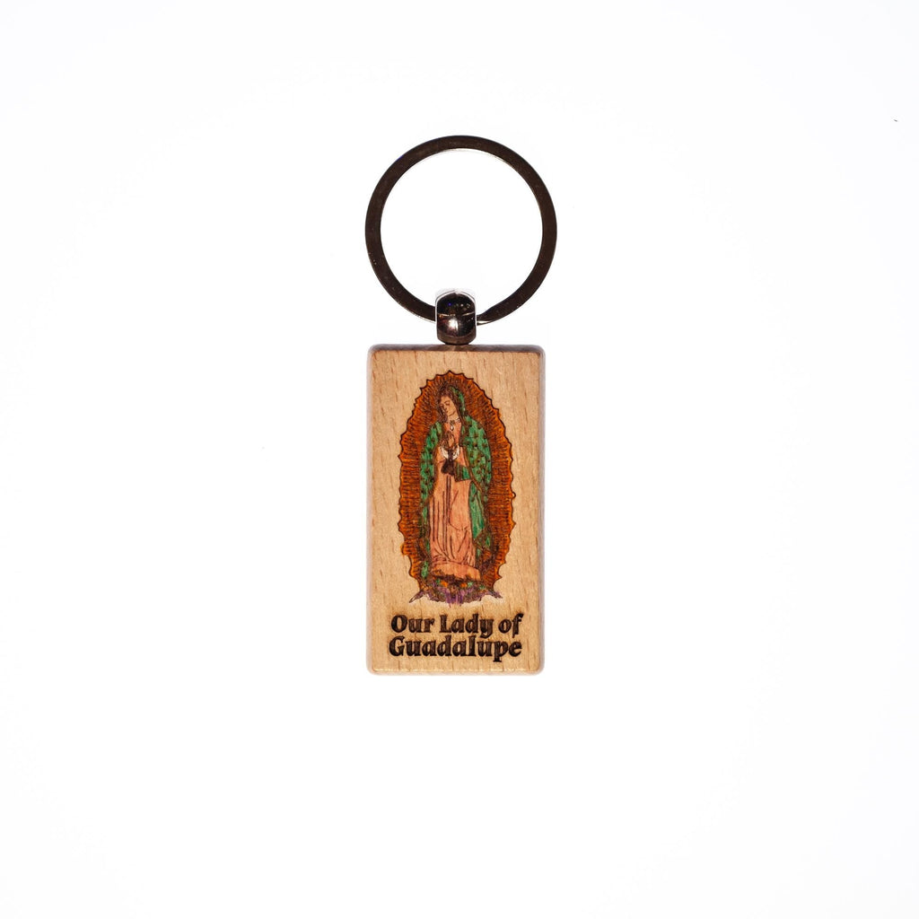 Our Lady of Guadalupe Wood Keychain