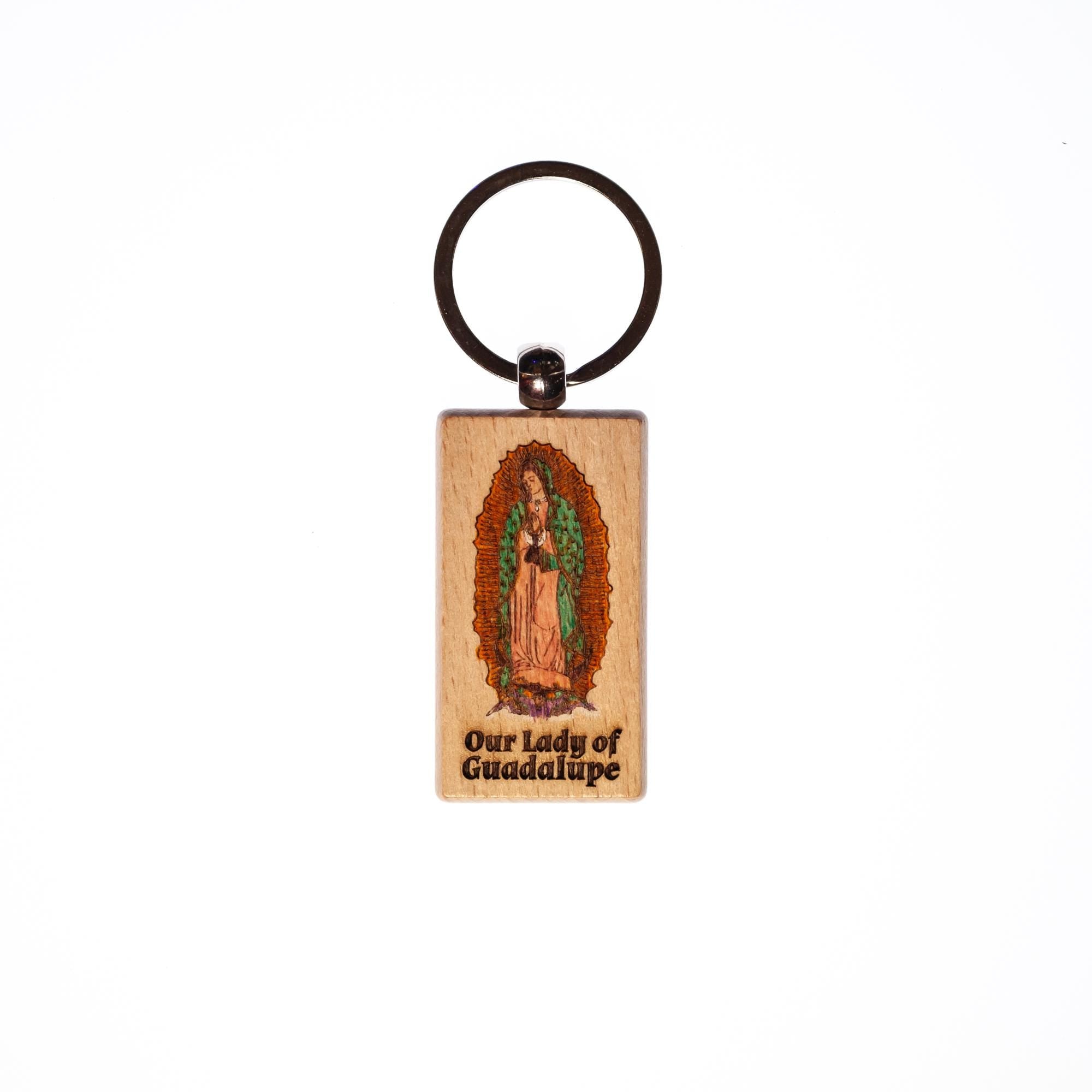 Our Lady of Guadalupe Wood Keychain