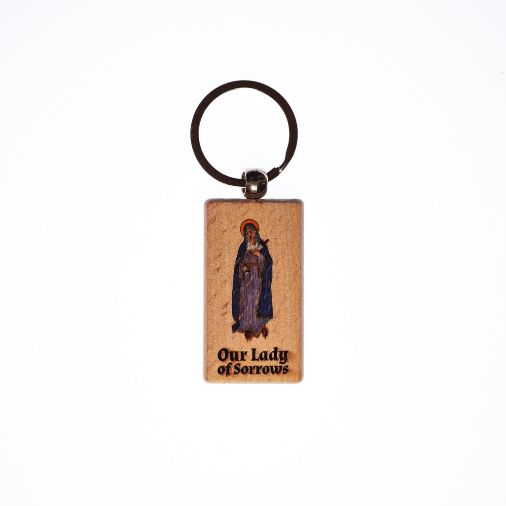 Our Lady of Sorrows Wood Keychain