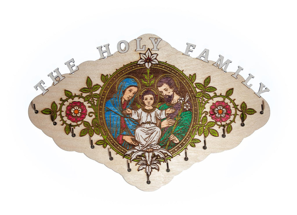 Holy Family Rosary Hanger – Large, Hand-Colored
