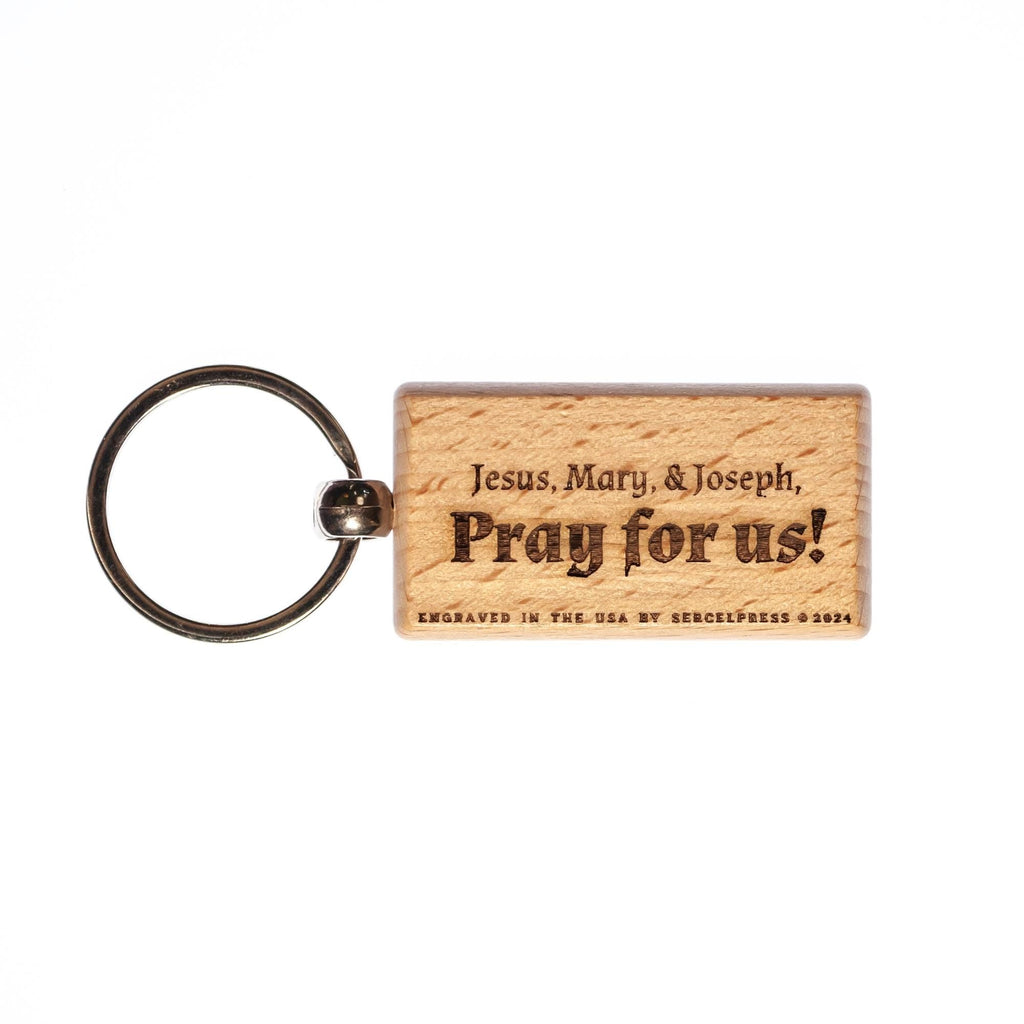 Holy Family Wood Keychain