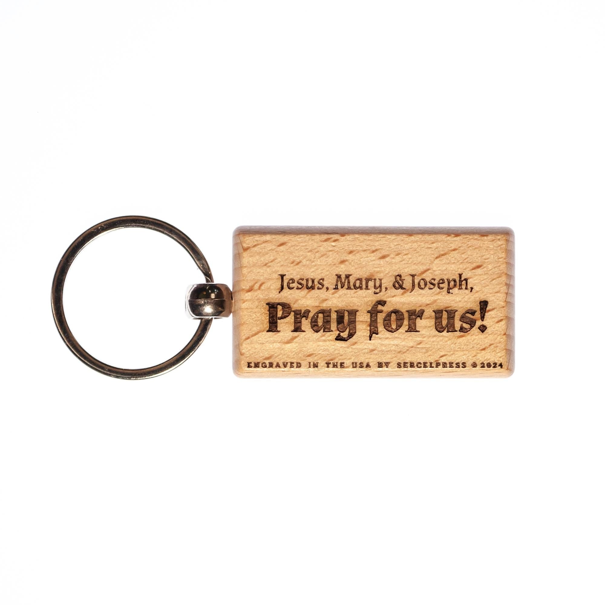 Holy Family Wood Keychain