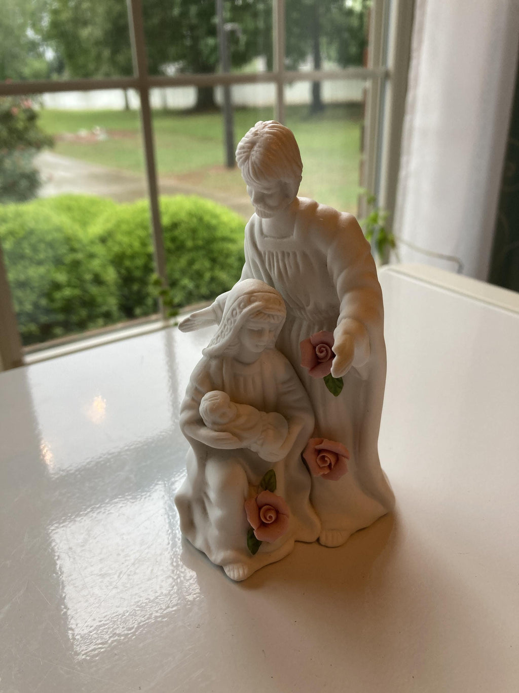Vintage Holy Family Statue with Roses