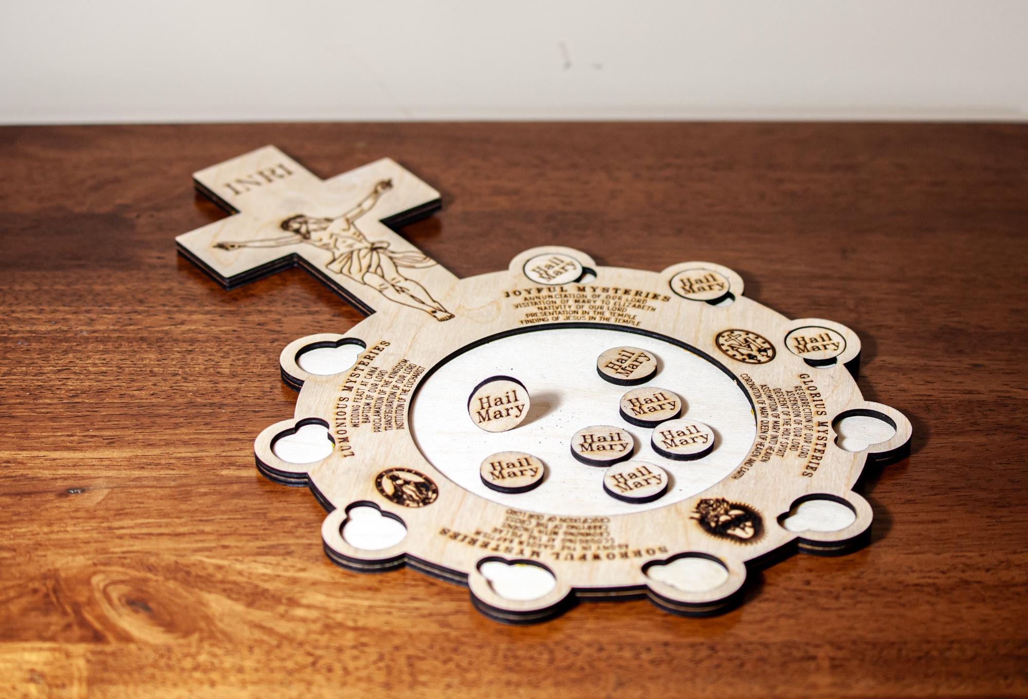 Interactive Wooden Rosary Board