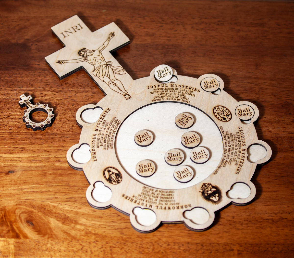 Interactive Wooden Rosary Board