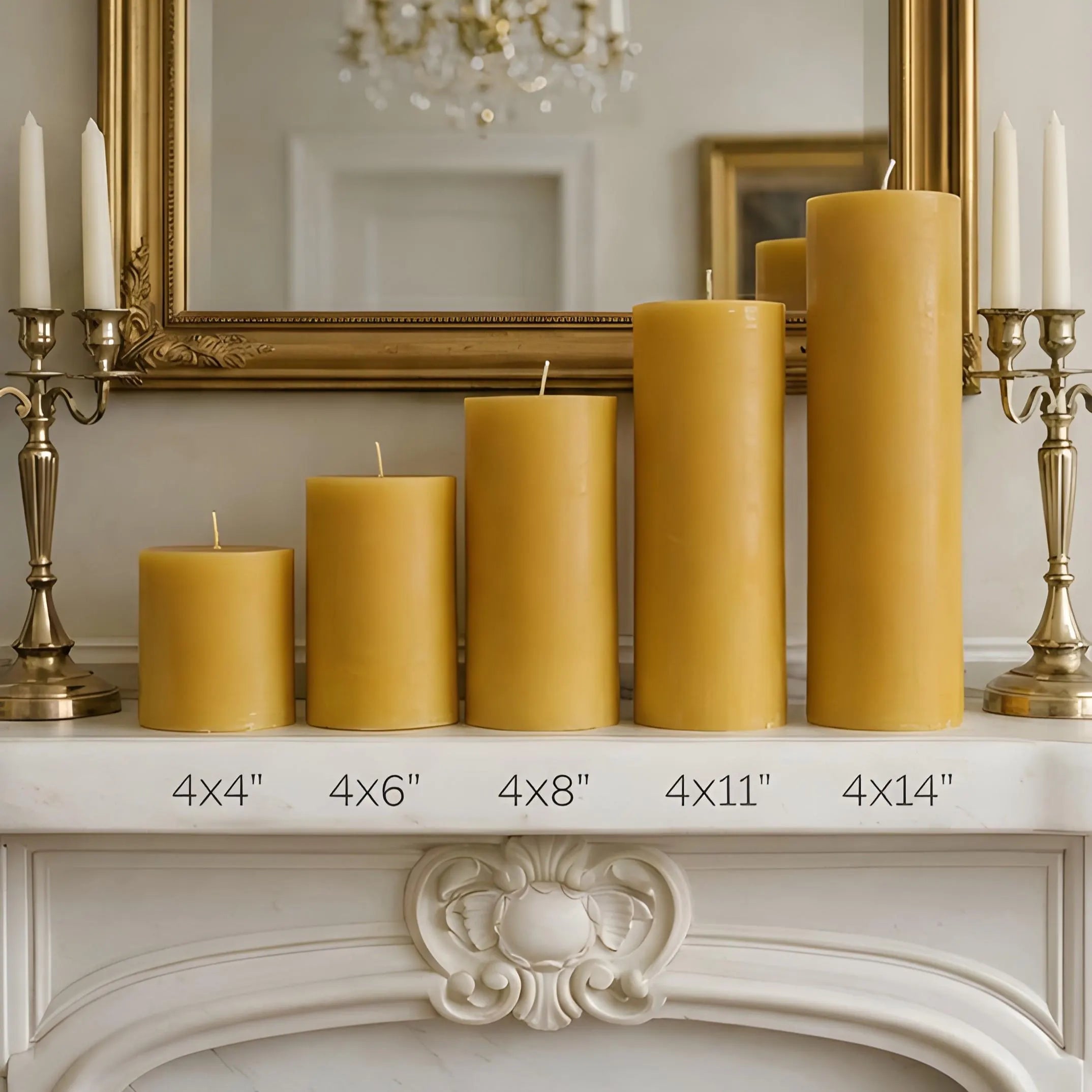 4x11 Inch Yellow Beeswax Pillar Candle